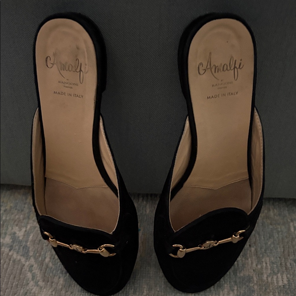 Amalfi by Rangoni Graziosa Horse Bit Flat Mule black suede size 8 - Picture 11 of 12